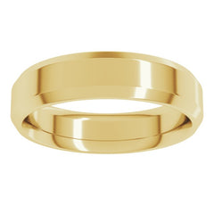 14K Yellow Gold 5 mm Beveled-Edge Comfort-Fit Flat Band Size 15