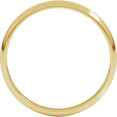 14K Yellow Gold 2.5 mm Lightweight Half Round Band Size 7