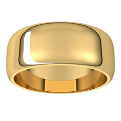 14K Yellow Gold 8 mm Half Round Band Size 6.5
