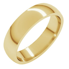10K Yellow Gold 5 mm Lightweight Comfort-Fit Half Round Band Size 12.5