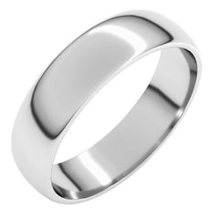 10K White Gold 5 mm Lightweight Half Round Band Size 9