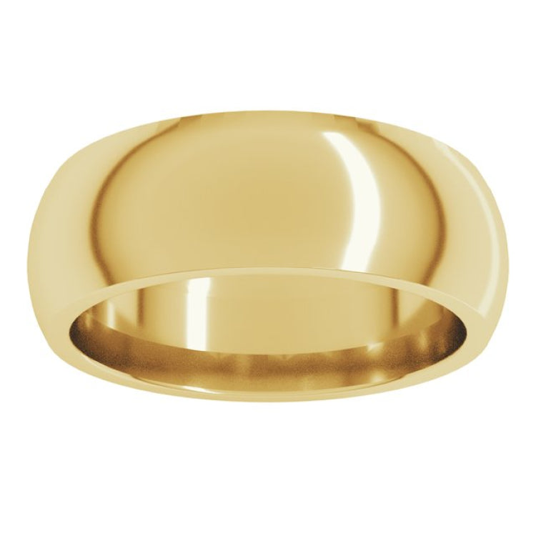 10K Yellow Gold 7 mm Comfort-Fit Half Round Band Size 8.5