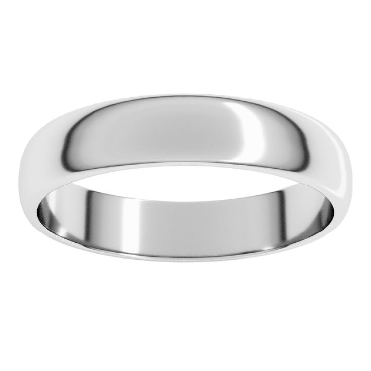 10K White Gold 4 mm Lightweight Half Round Band Size 10.5