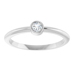 14K White Gold 1/10 CT Rose-Cut Natural Diamond Stackable Ring