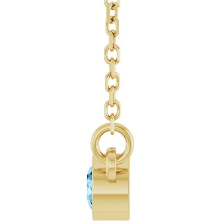 14K Yellow Gold Natural Sky Blue Topaz Solitaire 18" Necklace