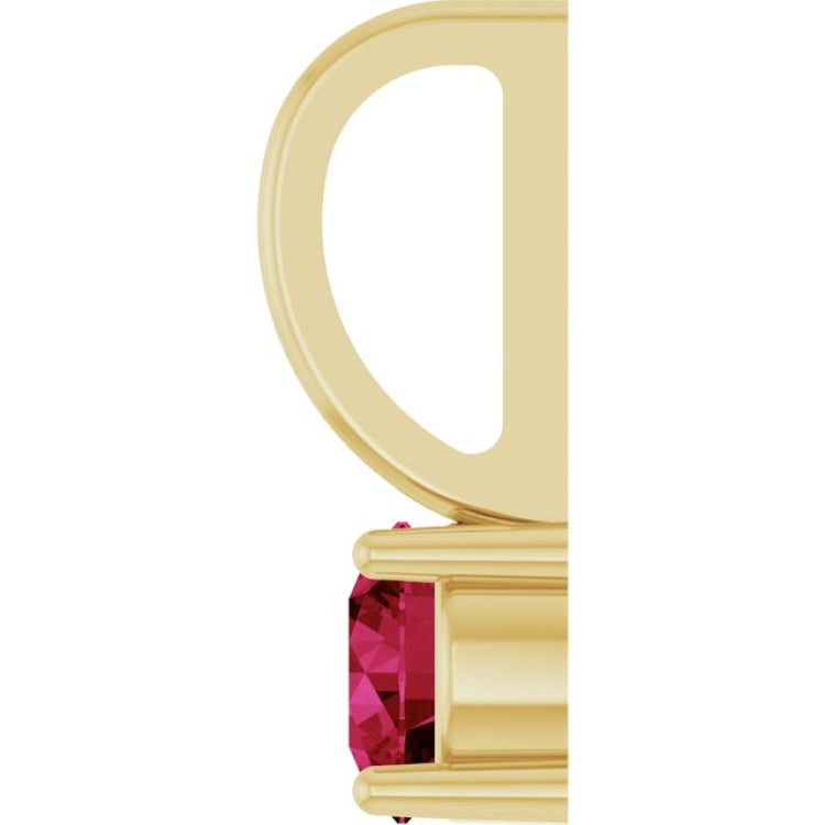 14K Yellow Gold Imitation Ruby Solitaire Charm/Pendant