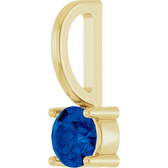 14K Yellow Gold Imitation Blue Sapphire Solitaire Charm/Pendant