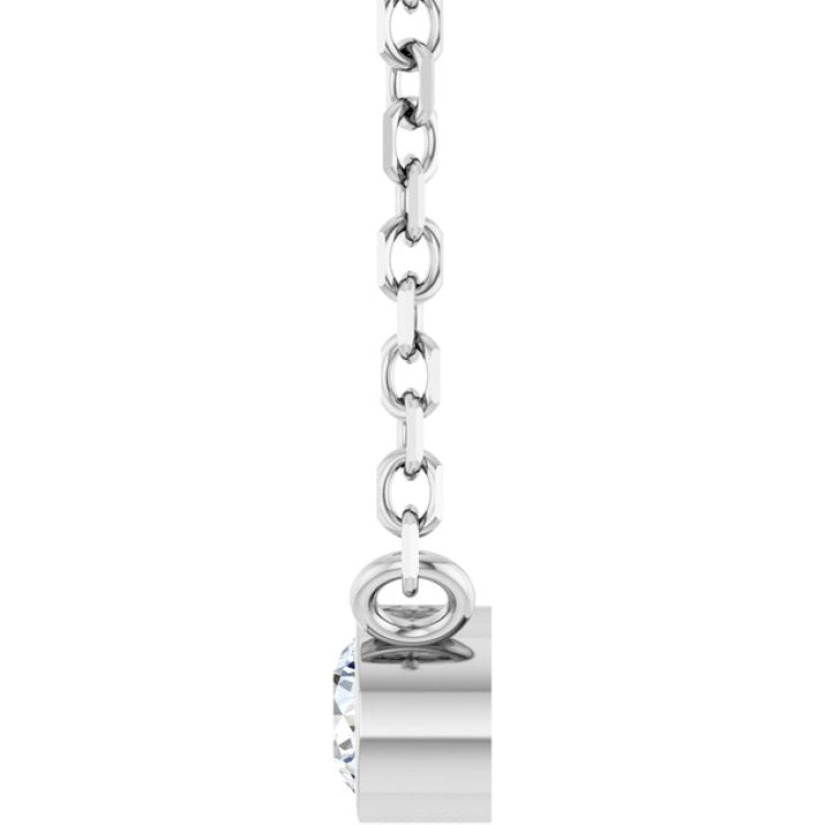 14K White Gold .06 CT Natural Diamond Solitaire 16-18" Necklace