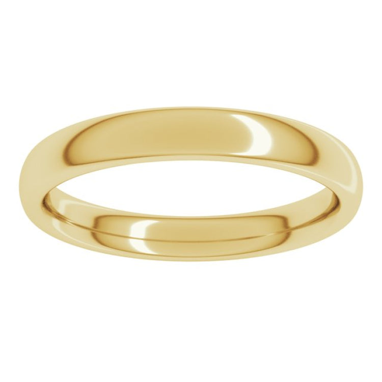 14K Yellow Gold 3 mm Comfort-Fit European-Style Band Size 10