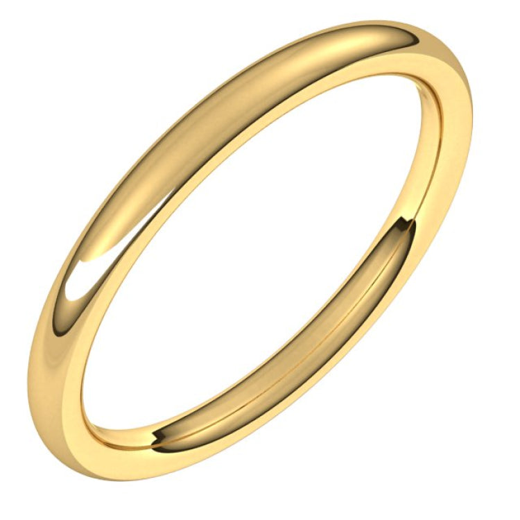 14K Yellow Gold 2 mm Comfort-Fit European-Style Band Size 4