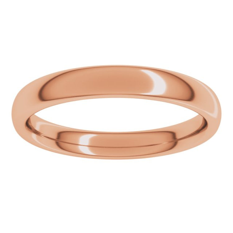 14K Rose Gold 3 mm Comfort-Fit European-Style Band Size 9