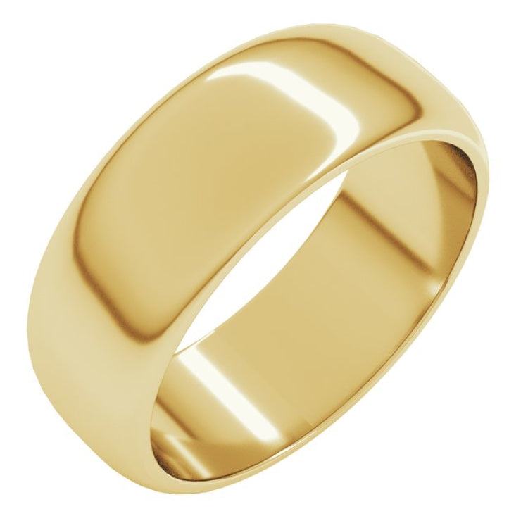 14K Yellow Gold 7 mm Half Round Band Size 9