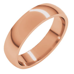 14K Rose Gold 5 mm Lightweight Comfort-Fit Half Round Band Size 10