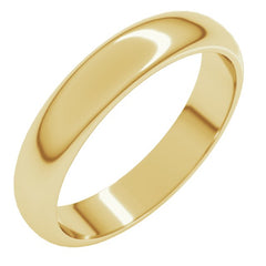 14K Yellow Gold 4 mm Half Round Band Size 12.5