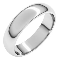 Platinum 5 mm Half Round Band Size 8.5