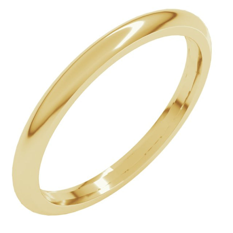14K Yellow Gold 2 mm Comfort-Fit Half Round Band Size 7