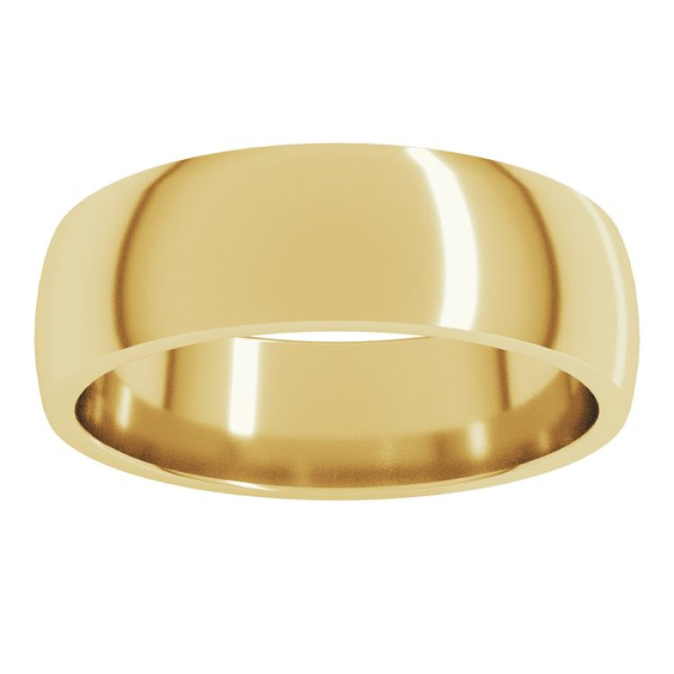 14K Yellow Gold 6 mm Lightweight Comfort-Fit Half Round Band Size 8.5