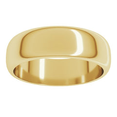 14K Yellow Gold 6 mm Half Round Band Size 7.5