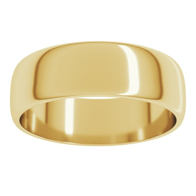 14K Yellow Gold 6 mm Lightweight Half Round Band Size 7.5