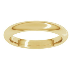 14K Yellow Gold 3 mm Comfort-Fit Half Round Band Size 11.5