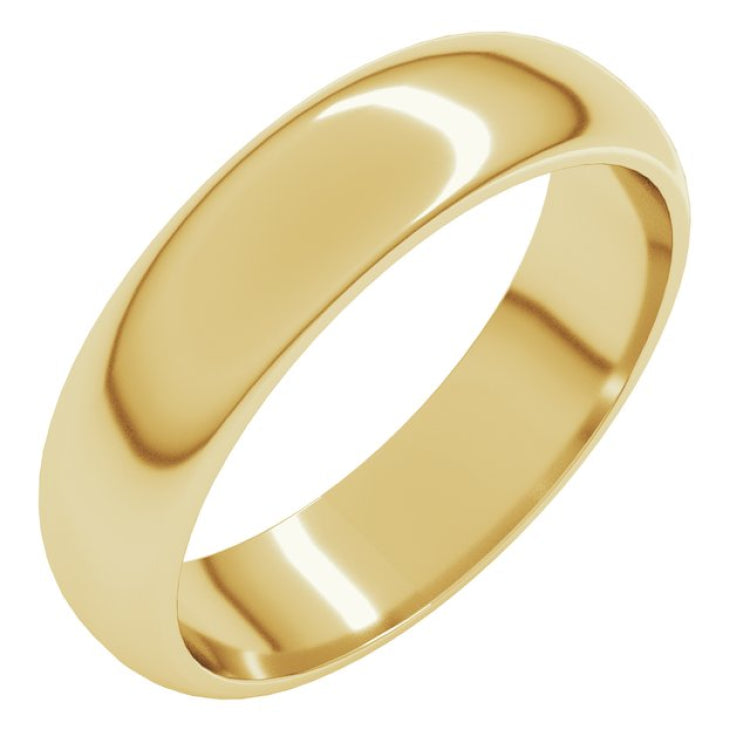 10K Yellow Gold 5 mm Half Round Band Size 9.5