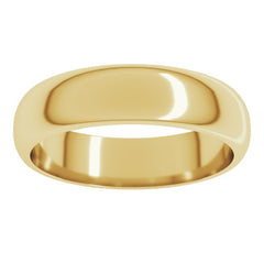 18K Yellow Gold 5 mm Half Round Band Size 8.5