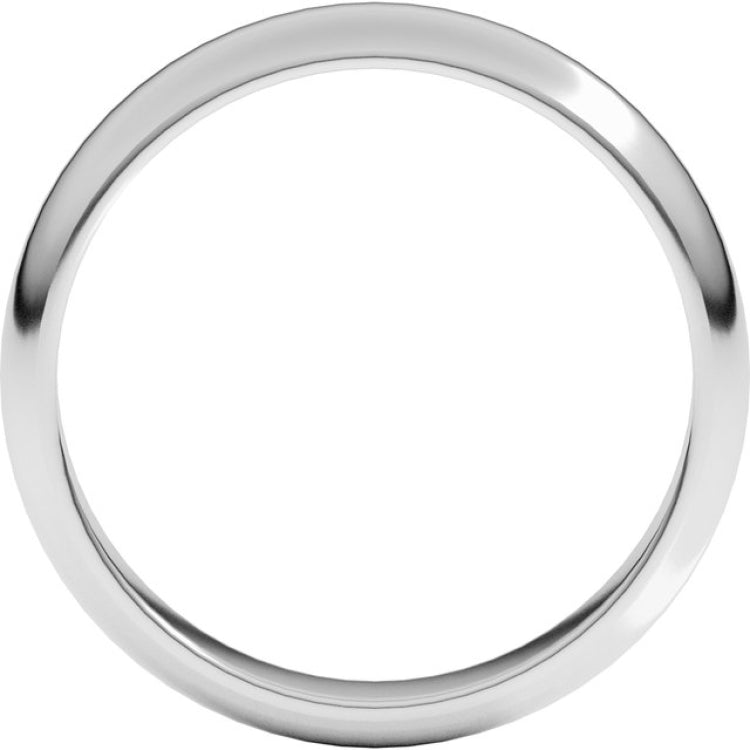 Platinum 4 mm Half Round Band Size 9.5