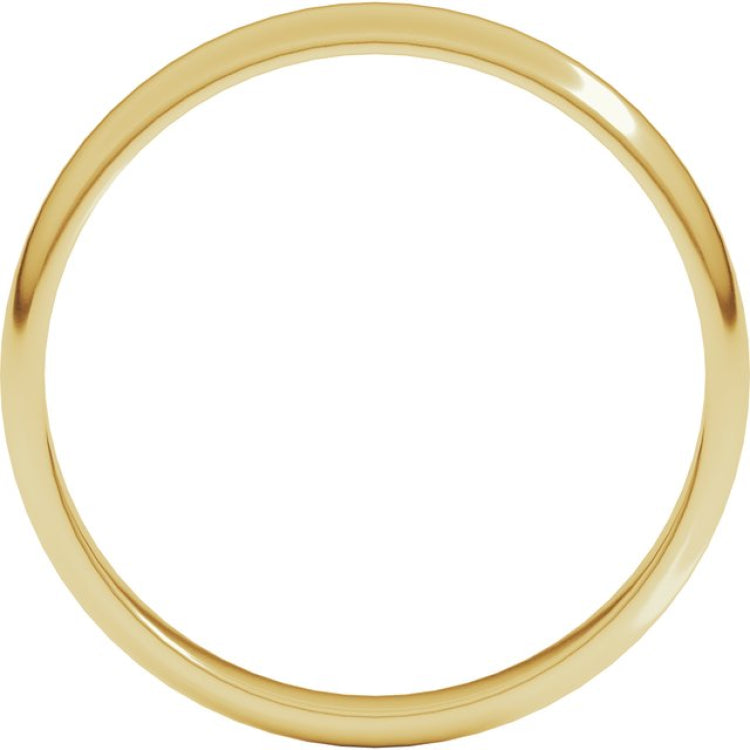 14K Yellow Gold 3 mm Lightweight Half Round Band Size 10