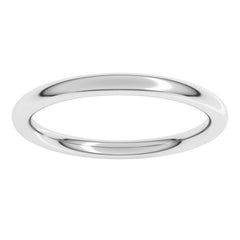14K White Gold 2 mm Comfort-Fit Full Round Band Size 6.5