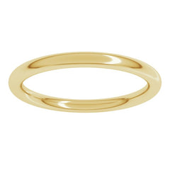 10K Yellow Gold 2 mm Comfort-Fit Full Round Band Size 7