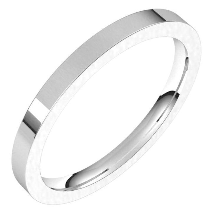 14K White Gold 2 mm Comfort-Fit Flat Band Size 4