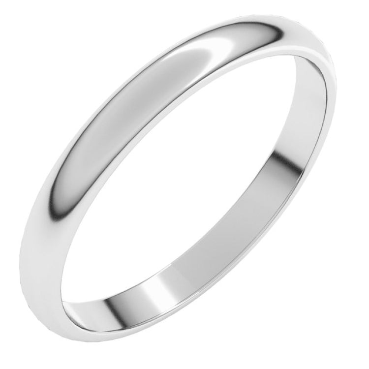 14K White Gold 2.5 mm Lightweight Half Round Band Size 5
