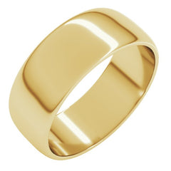 14K Yellow Gold 7 mm Lightweight Half Round Band Size 10