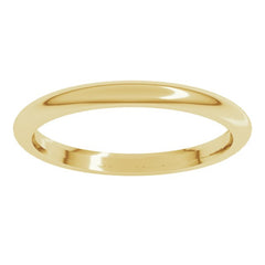 14K Yellow Gold 2 mm Comfort-Fit Half Round Band Size 9.5