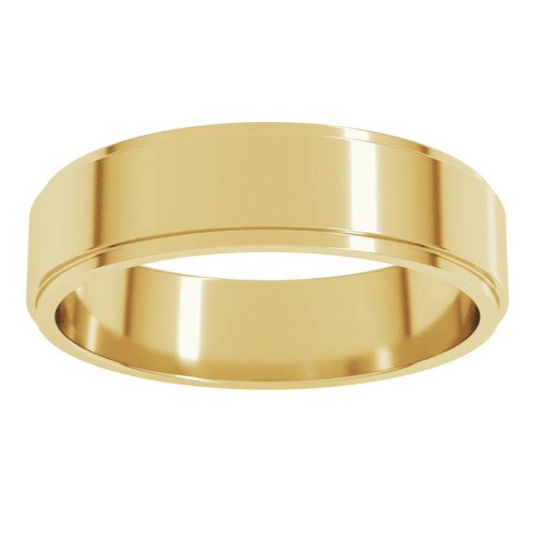 14K Yellow Gold 5 mm Stepped-Edge Flat Band Size 10.5