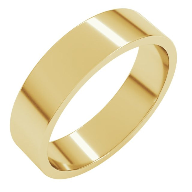 14K Yellow Gold 5 mm Flat Band Size 10.5