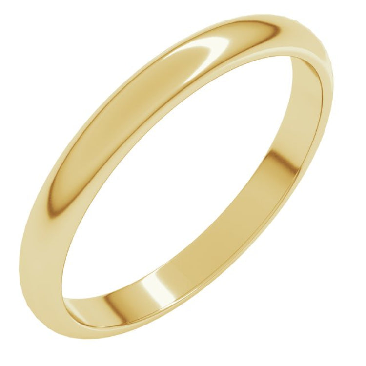 18K Yellow Gold 2.5 mm Half Round Band Size 4.5
