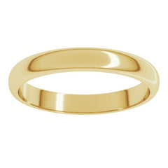 14K Yellow Gold 3 mm Half Round Band Size 8.5
