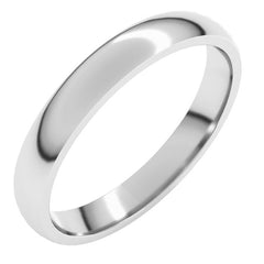 Platinum 3 mm Lightweight Comfort-Fit Half Round Band Size 5.5