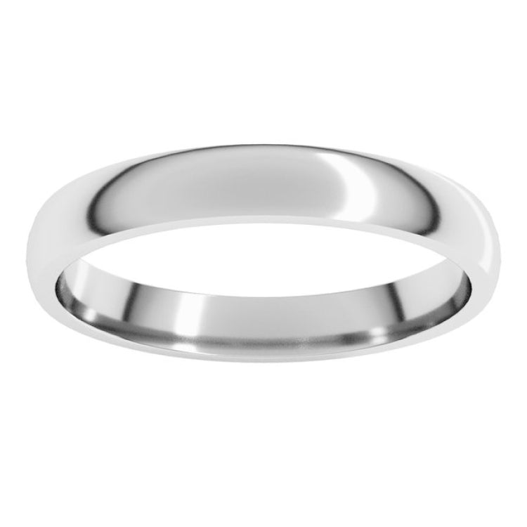 Platinum 3 mm Lightweight Comfort-Fit Half Round Band Size 5.5