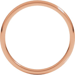 14K Rose Gold 2 mm Lightweight Comfort-Fit Half Round Band Size 6