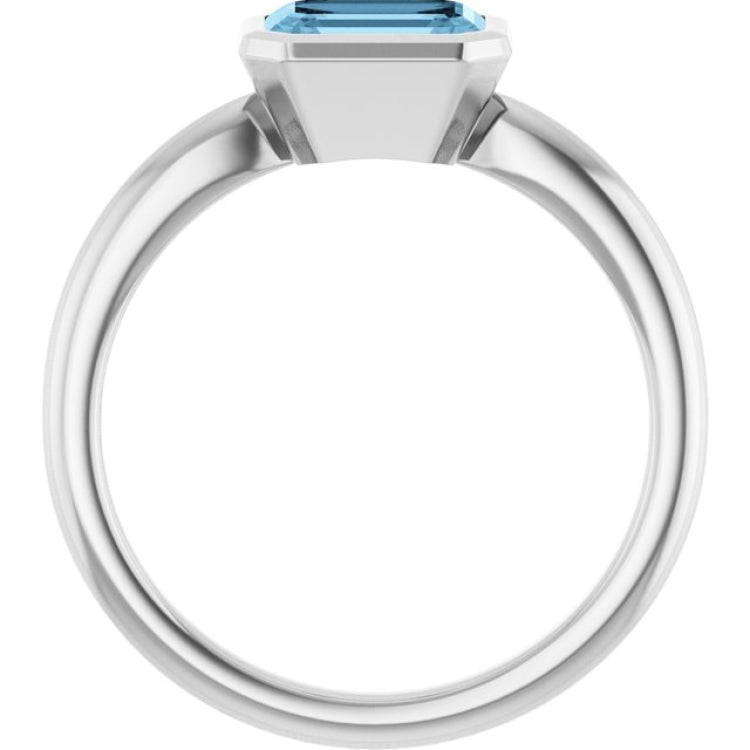 10K White Gold Natural Sky Blue Topaz Solitaire Ring