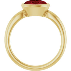 14K Yellow Gold Lab-Grown Ruby Solitaire Solitaire Ring