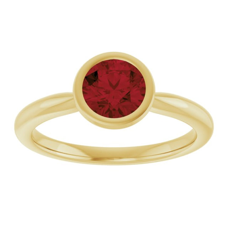 14K Yellow Gold Natural Mozambique Garnet Solitaire Ring