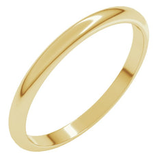 14K Yellow Gold 2 mm Half Round Band Size 3.5