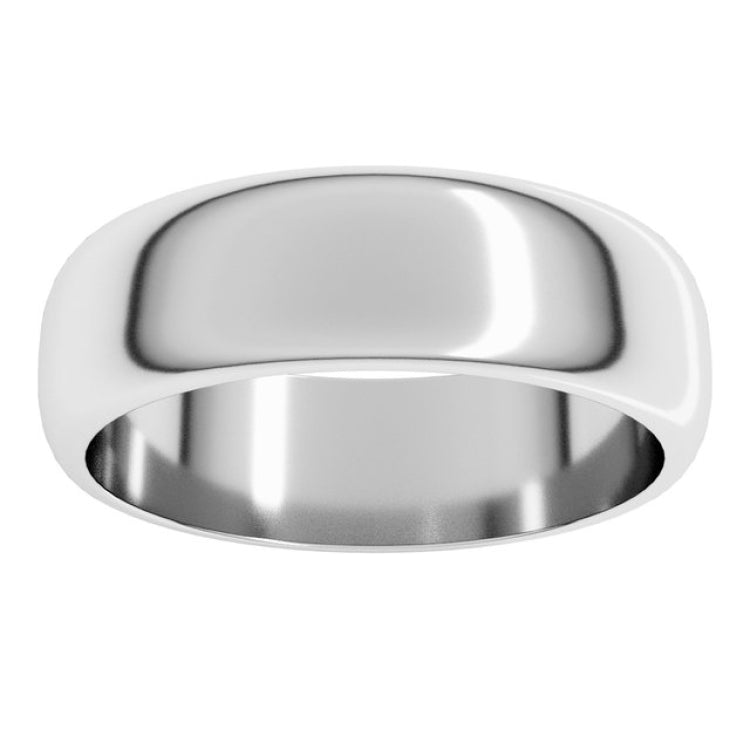 14K White Gold 6 mm Half Round Band Size 7