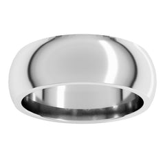 14K White Gold 7 mm Comfort-Fit Half Round Band Size 11