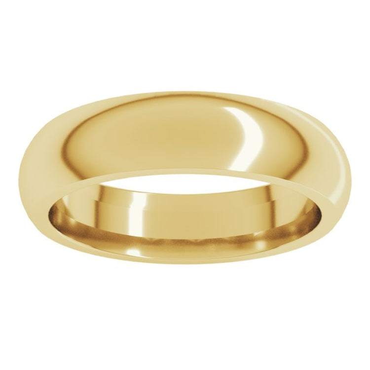 18K Yellow Gold 5 mm Comfort-Fit Half Round Band Size 8