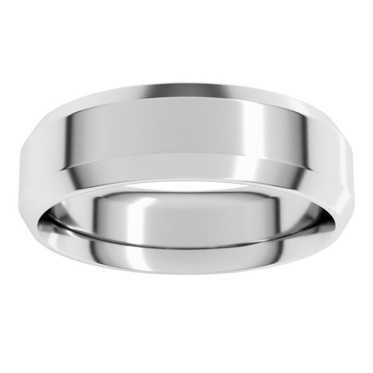 10K White Gold 6 mm Beveled-Edge Comfort-Fit Flat Band Size 11.5