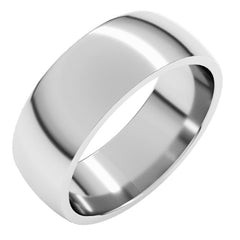 14K White Gold 7 mm Lightweight Comfort-Fit Half Round Band Size 8
